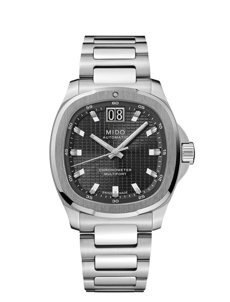 MIDO Multifort TV Big Date Chronometer M0495671105100 quadrante nero, cassa TV e bracciale acciaio, cronometro COSC